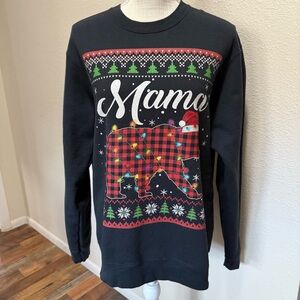 Mama Bear Christmas Black Sweatshirt - Size Medium